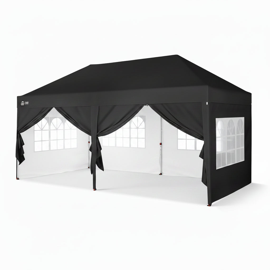 Pop-Up Pavillon 3 × 6 m – Wasserdicht & UV50+, Höhenverstellbar, inkl. 6 Seitenwände