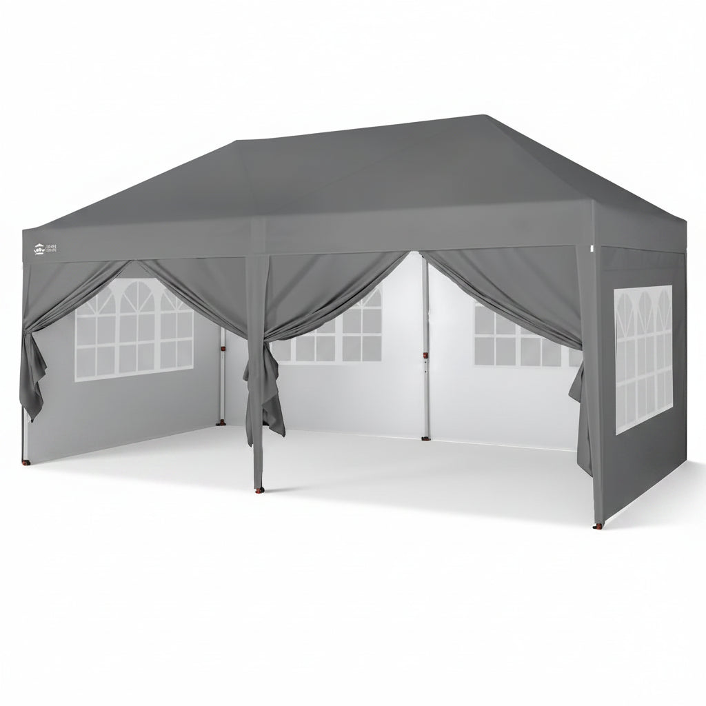 Pop-Up Pavillon 3 × 6 m – Wasserdicht & UV50+, Höhenverstellbar, inkl. 6 Seitenwände