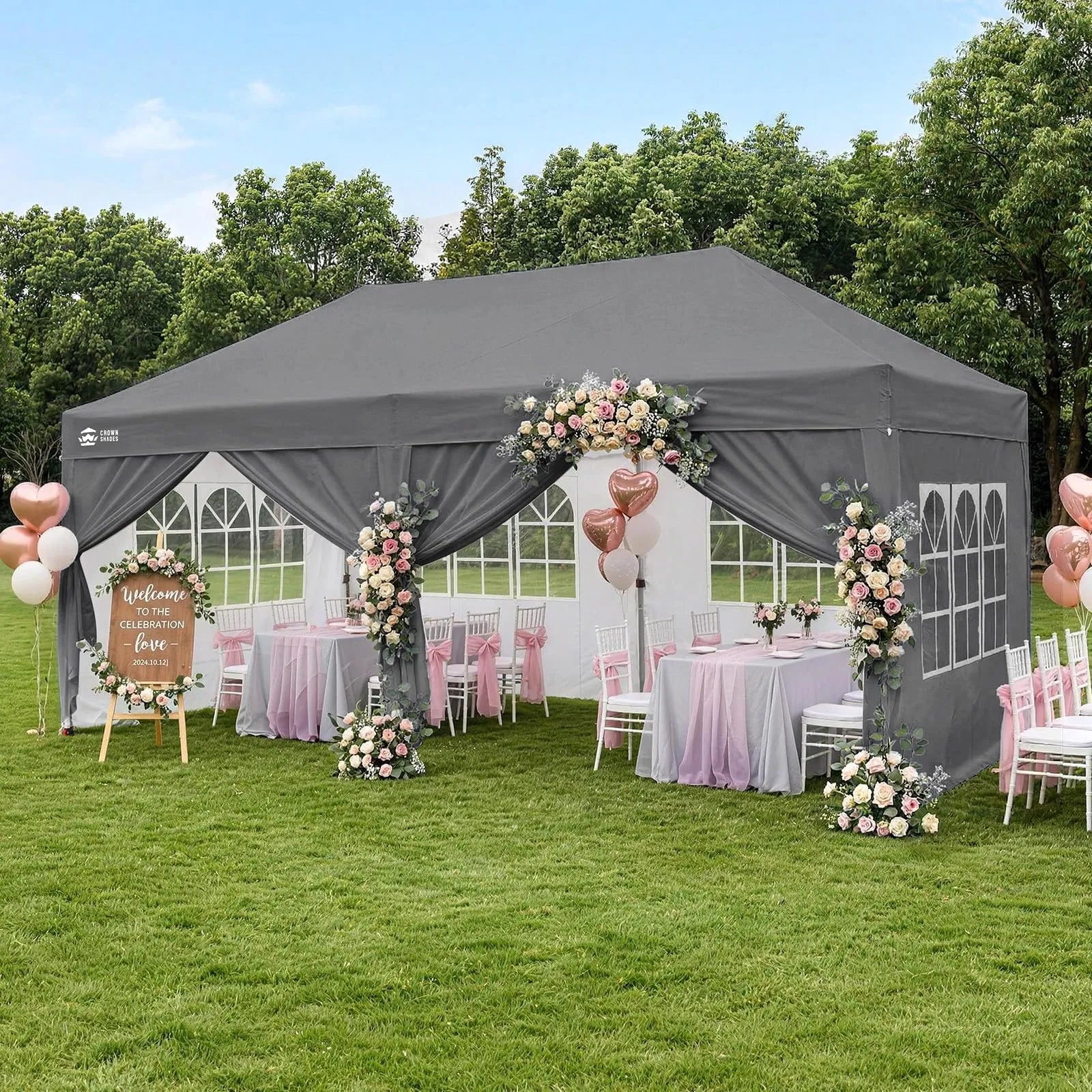 Pop-Up Pavillon 3 × 6 m – Wasserdicht & UV50+, Höhenverstellbar, inkl. 6 Seitenwände