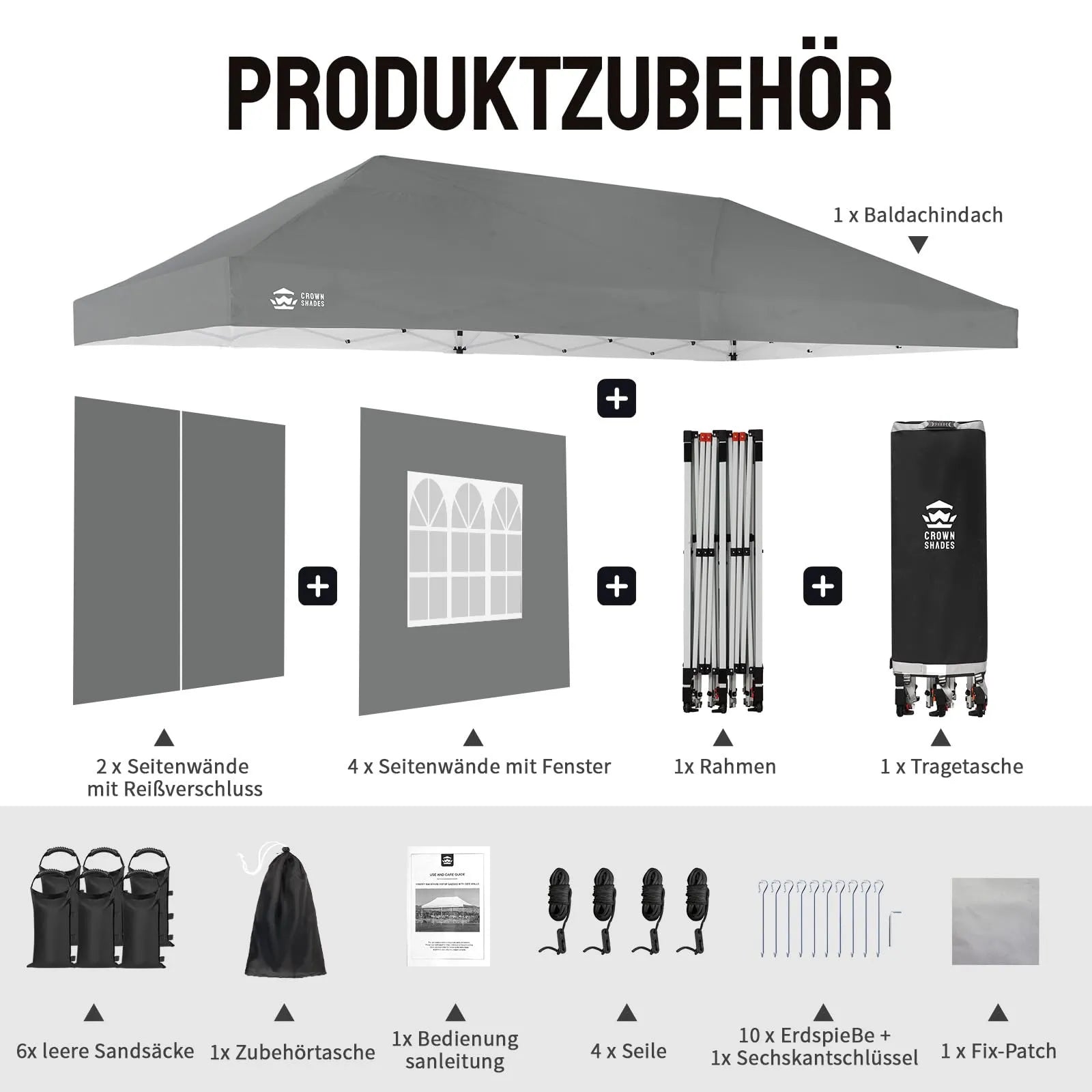 Pop-Up Pavillon 3 × 6 m – Wasserdicht & UV50+, Höhenverstellbar, inkl. 6 Seitenwände