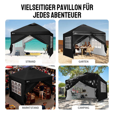 Pop-Up Pavillon 3×3 m mit 4 Seitenteilen – Wasserdicht, Stabil & Höhenverstellbar