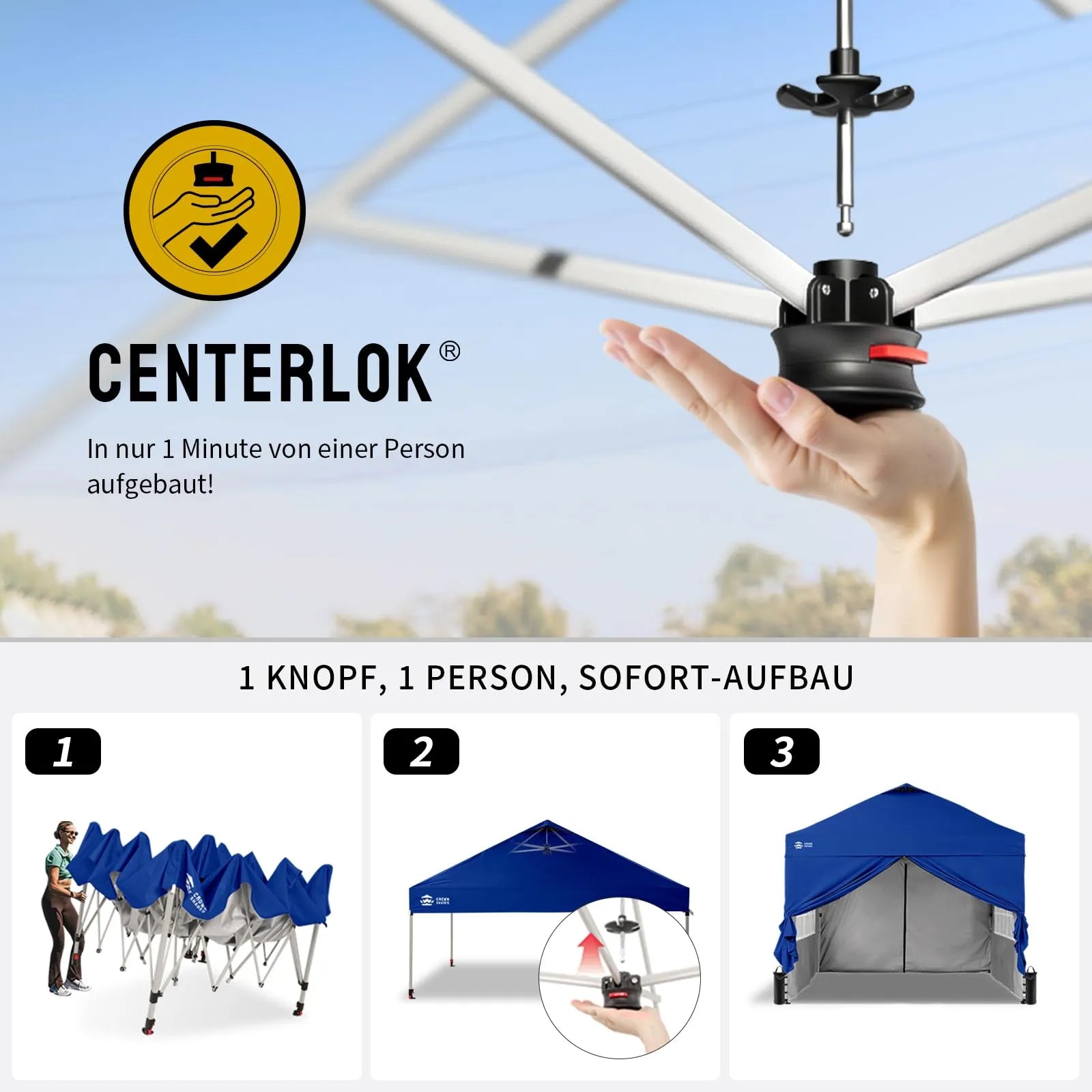 Pop-Up Pavillon 3×3 m mit 4 Seitenteilen – Wasserdicht, Stabil & Höhenverstellbar