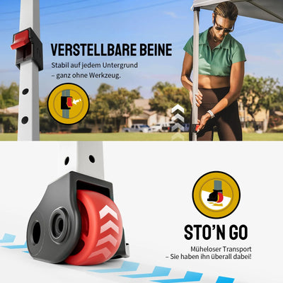 Pop-Up Pavillon 3×3 m mit 4 Seitenteilen – Wasserdicht, Stabil & Höhenverstellbar