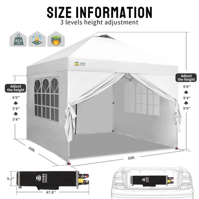Pop-Up Pavillon 3×3 m mit 4 Seitenteilen – Wasserdicht, Stabil & Höhenverstellbar