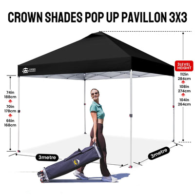 Pop-Up Faltpavillon 3 × 3 m – Wasserdicht, UV50+, Höhenverstellbar, mit Tragetasche