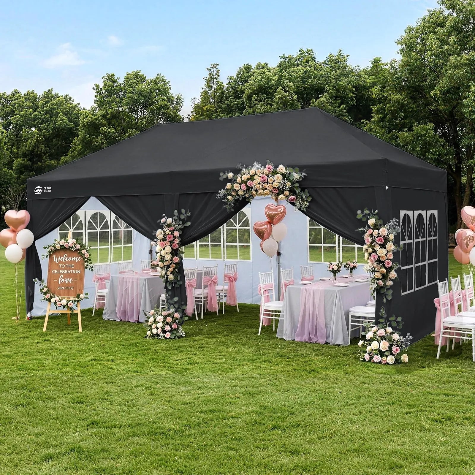 Pop-Up Pavillon 3 × 6 m – Wasserdicht & UV50+, Höhenverstellbar, inkl. 6 Seitenwände