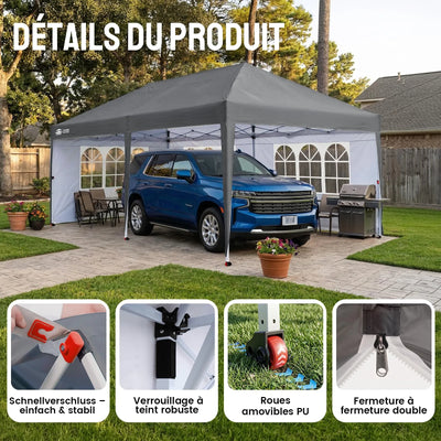Pop-Up Pavillon 3 × 6 m – Wasserdicht & UV50+, Höhenverstellbar, inkl. 6 Seitenwände