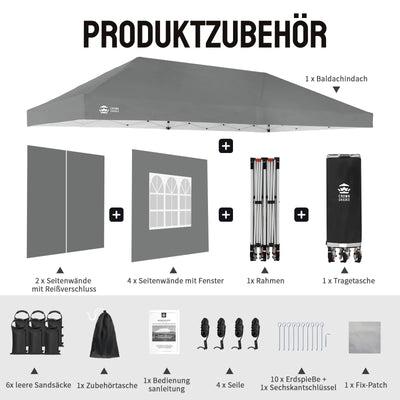 Pop-Up Pavillon 3 × 6 m – Wasserdicht & UV50+, Höhenverstellbar, inkl. 6 Seitenwände
