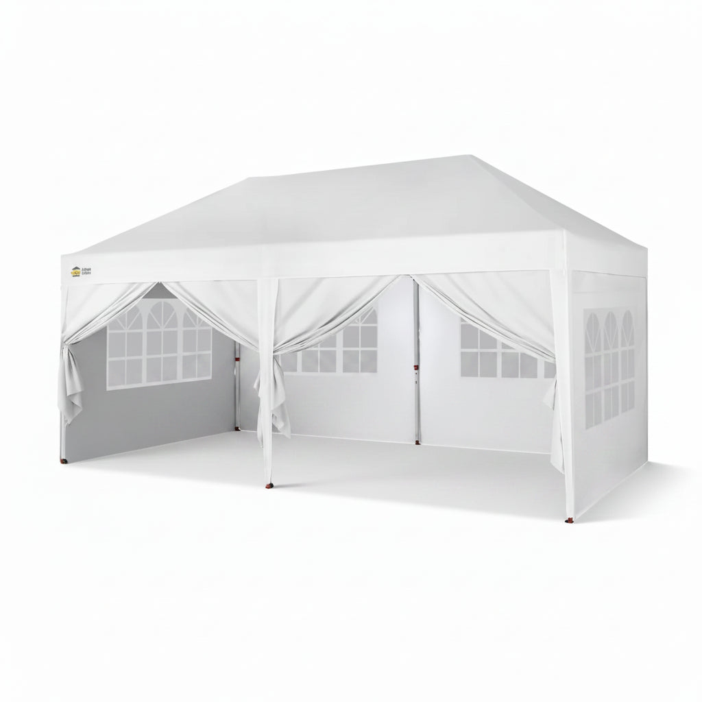 Pop-Up Pavillon 3 × 6 m – Wasserdicht & UV50+, Höhenverstellbar, inkl. 6 Seitenwände