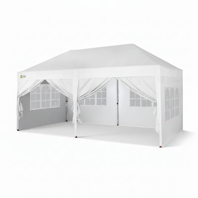 Pop-Up Pavillon 3 × 6 m – Wasserdicht & UV50+, Höhenverstellbar, inkl. 6 Seitenwände